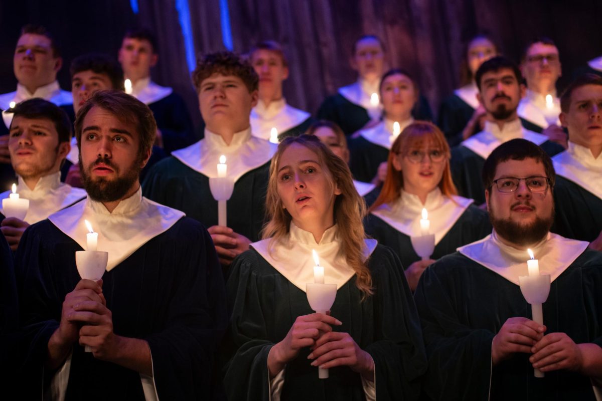 Choral ensemble members singing in Christmas at Luther 2024. Photo courtesy of Luther College. Photographer: Duy Nguyen.