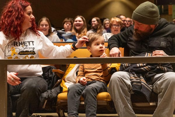 Nordic Choir performed a special piece for Rhett Einck, a local 6-year-old boy battling cancer, and his family. Photo courtesy of Luther College.