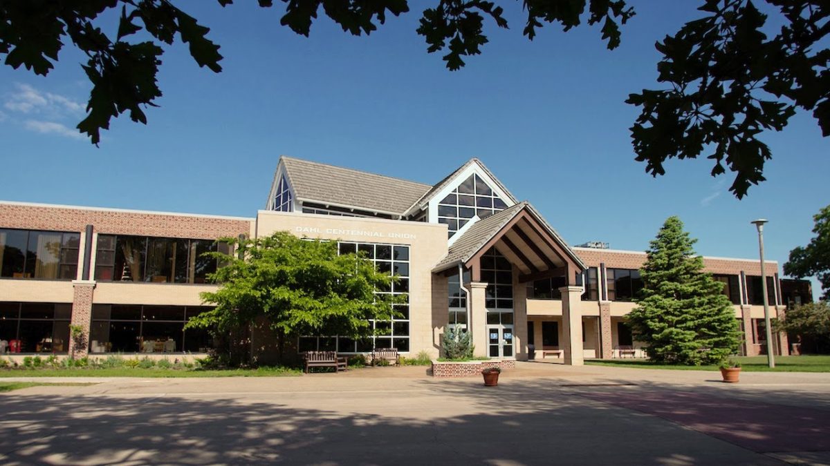 A pipe break in the Dahl Centennial Union during J-Term resulted in water damage to the front entrance area of the building. Photo courtesy of Luther College. 